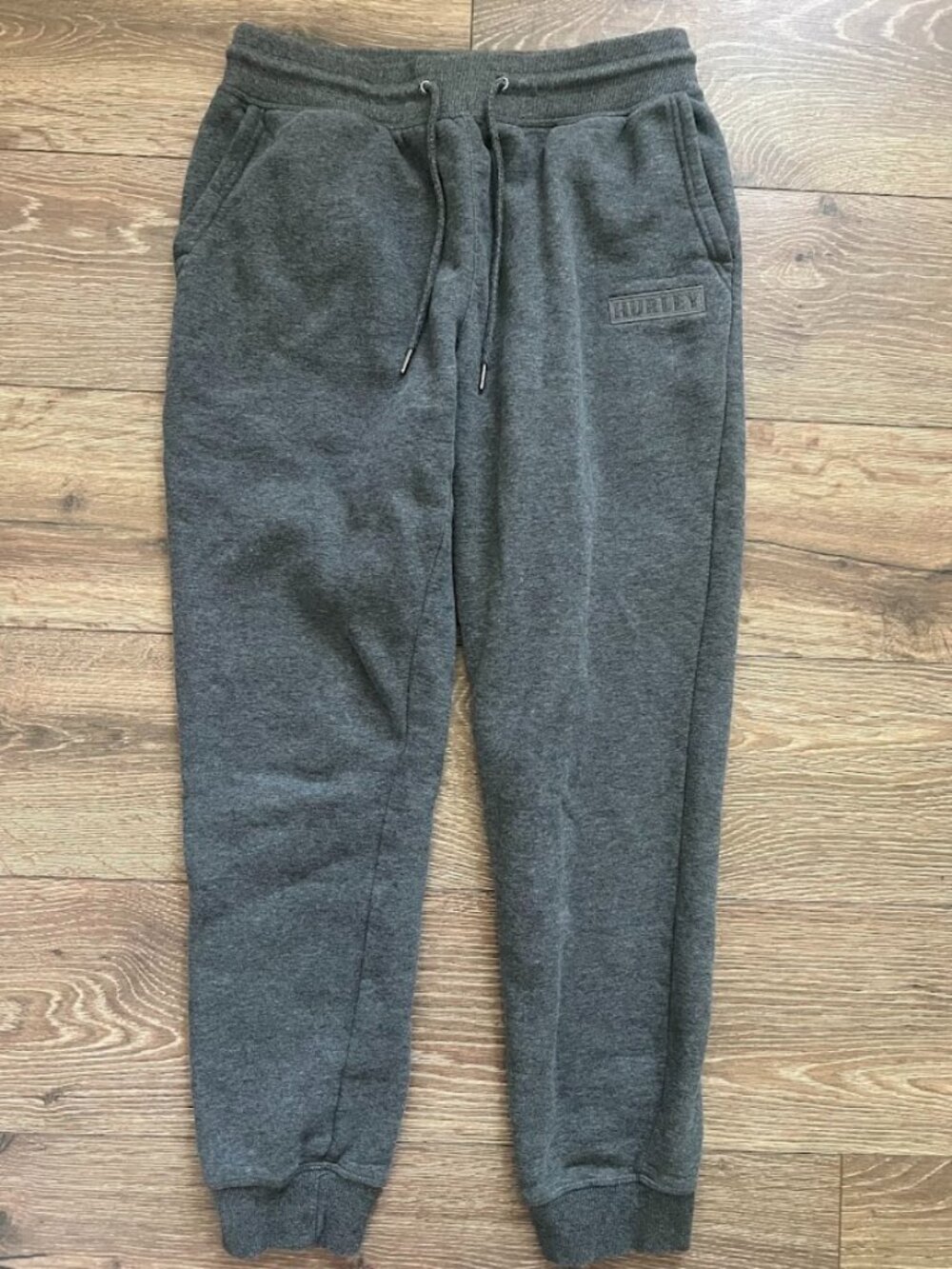 Hurley Gray Fleece Drawstring Joggers Sweats Size Medium